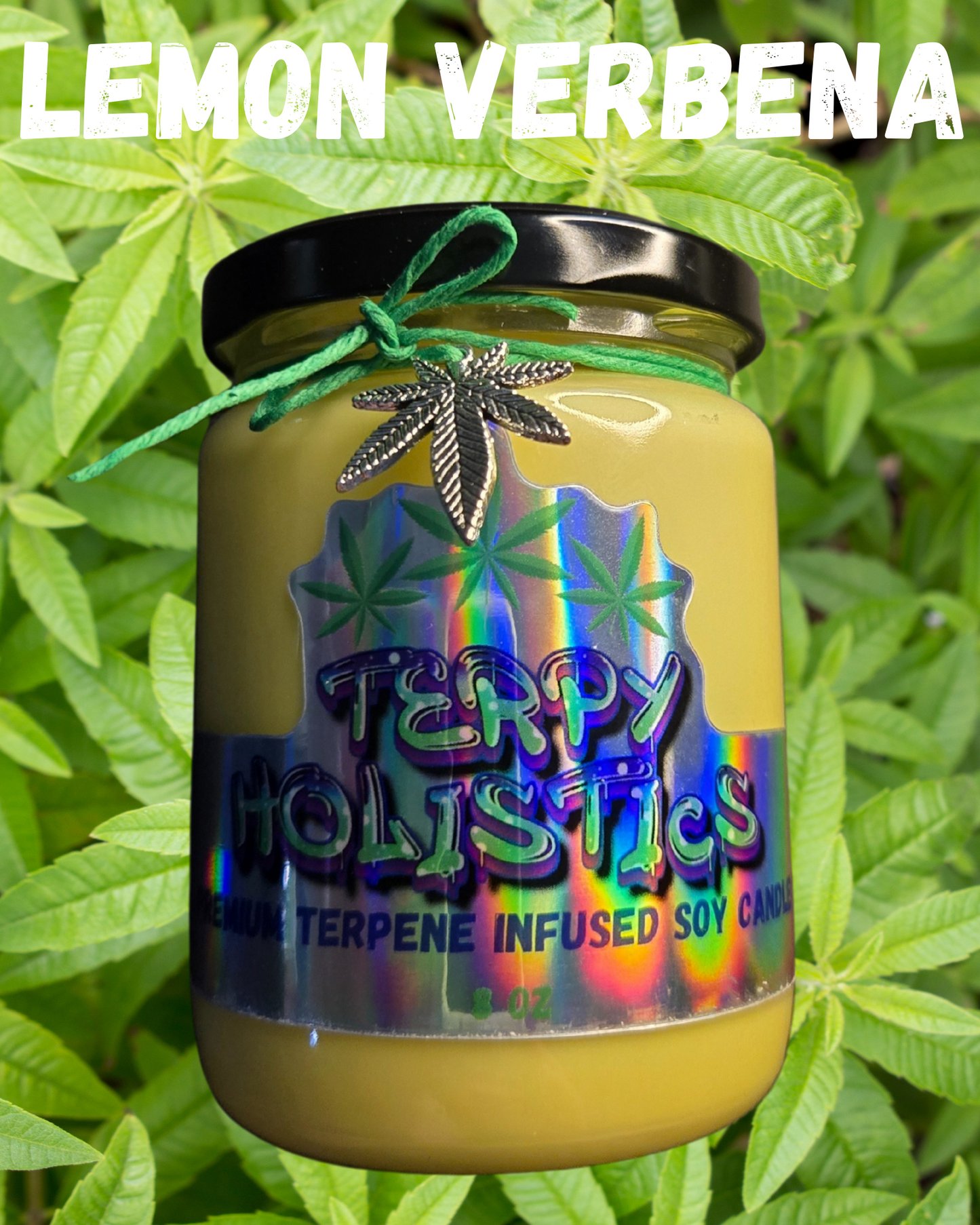Lemon Verbena by Terpy Holistics Premium Terpene Infused Soy Wax Candle All Natural Made in USA Aromatherapy 8oz