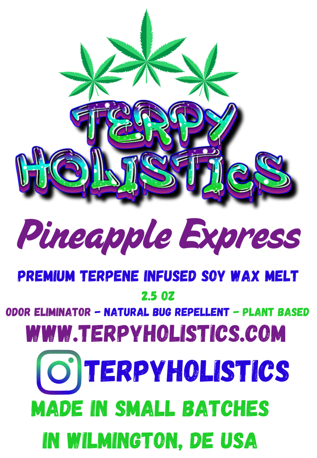 Terpy Holistics Premium Terpene Strain Infused Soy Wax Melts All Natural Made in USA Aromatherapy 2.5oz