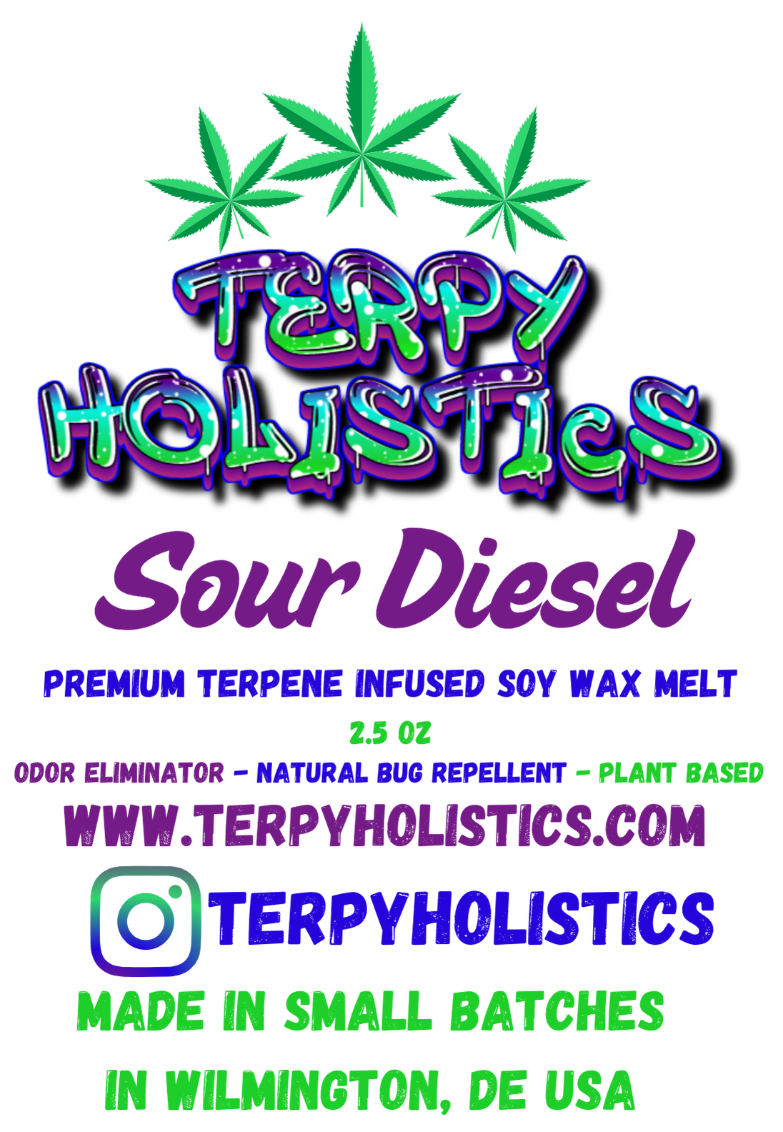 Terpy Holistics Premium Terpene Strain Infused Soy Wax Melts All Natural Made in USA Aromatherapy 2.5oz