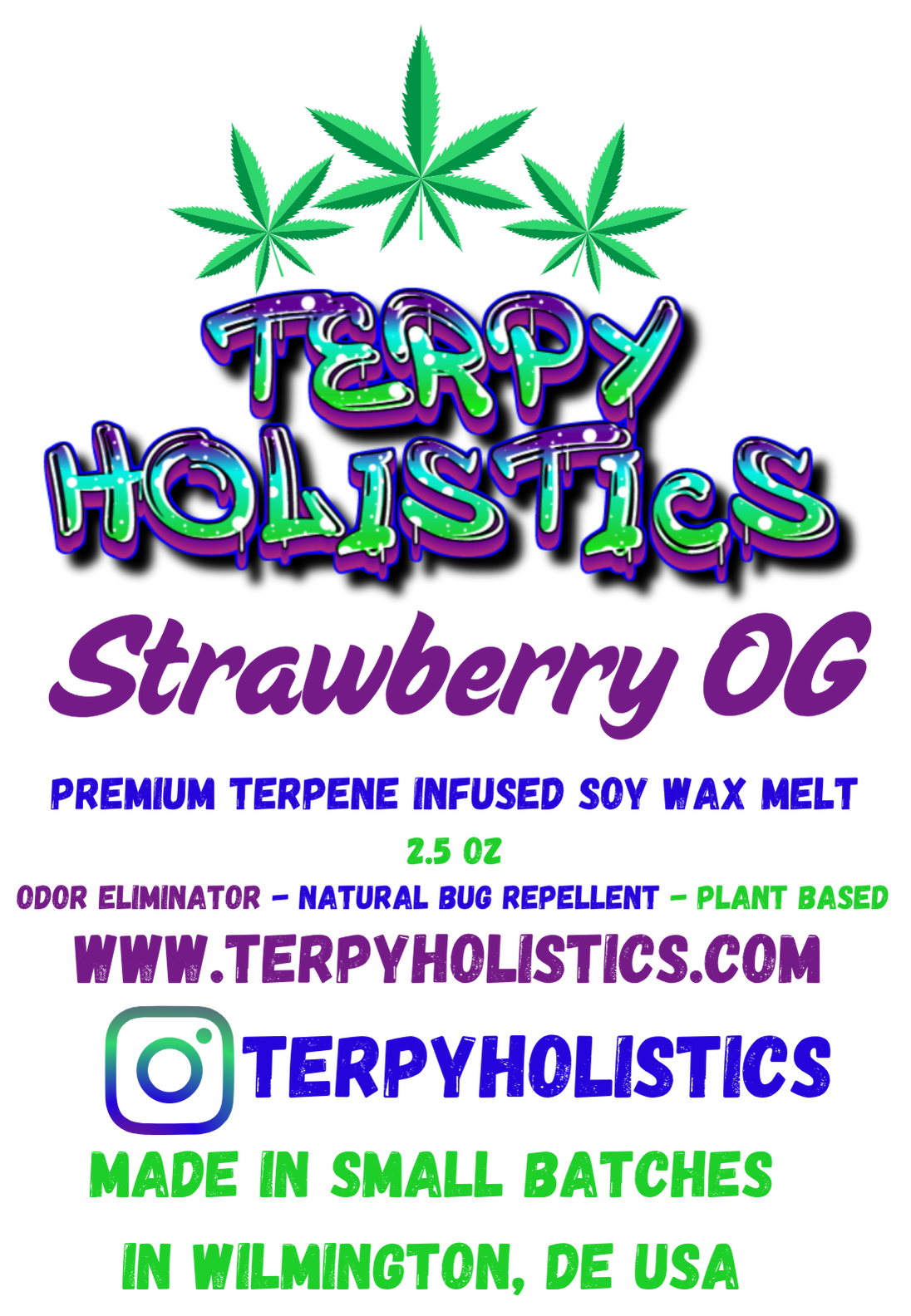 Terpy Holistics Premium Terpene Strain Infused Soy Wax Melts All Natural Made in USA Aromatherapy 2.5oz