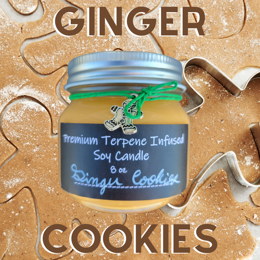 Ginger Cookies by Terpy Holistics Premium Terpene Infused Soy Wax Candle All Natural Made in USA Aromatherapy 8oz