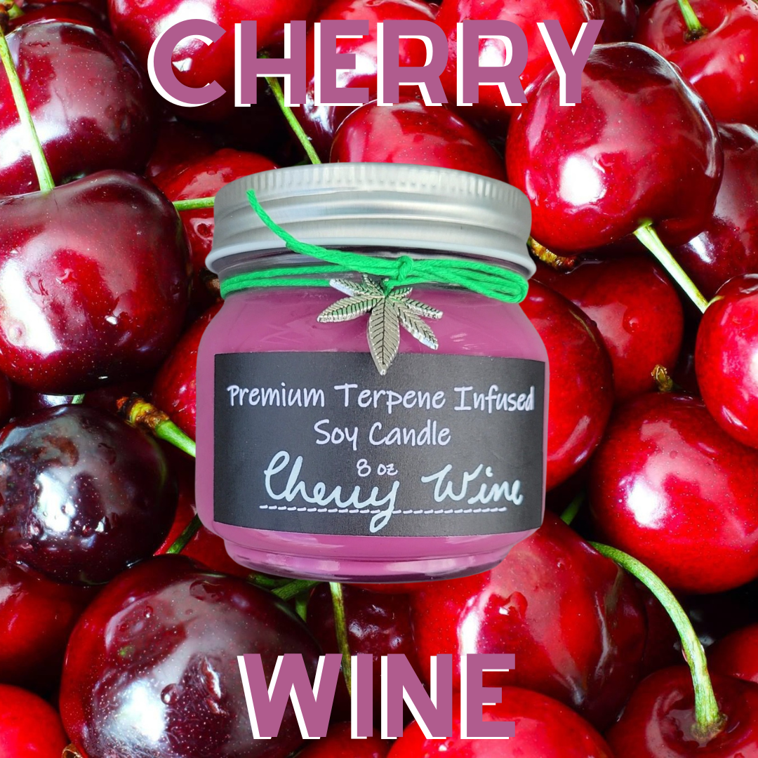 Cherry Wine by Terpy Holistics Premium Terpene Infused Soy Wax Candle All Natural Made in USA Aromatherapy 8oz