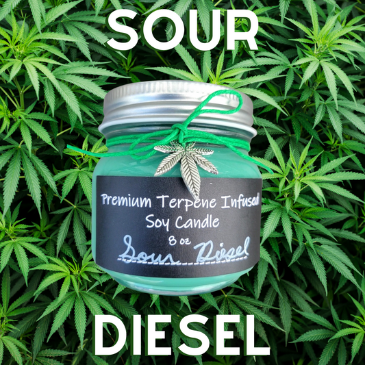 Sour Diesel by Terpy Holistics Premium Terpene Infused Soy Wax Candle All Natural Made in USA Aromatherapy 8oz